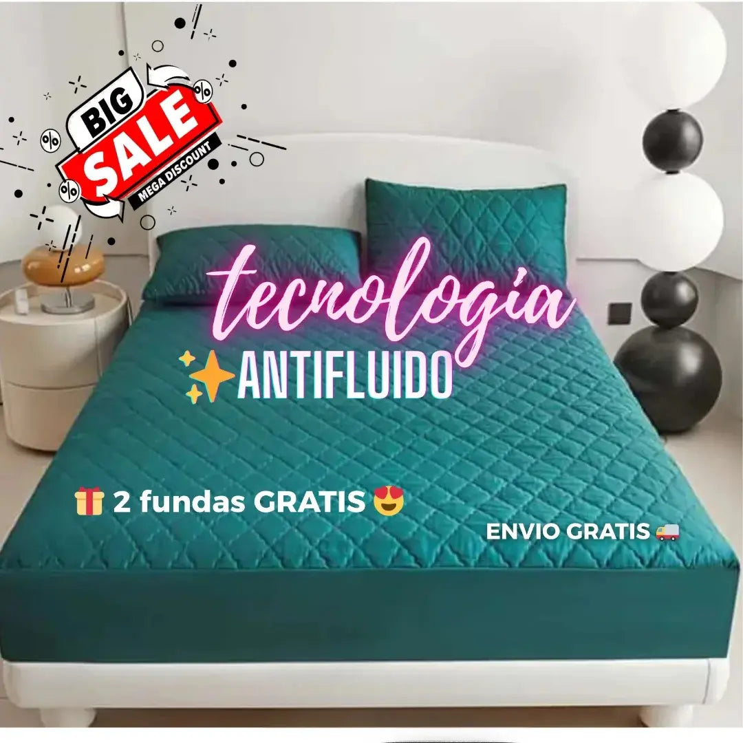 MATCOVER™: PROTECTOR PARA COLCHÓN ANTIFLUIDOS Y ACOLCHONADO + 2 FUNDAS PARA ALMOHADA GRATIS