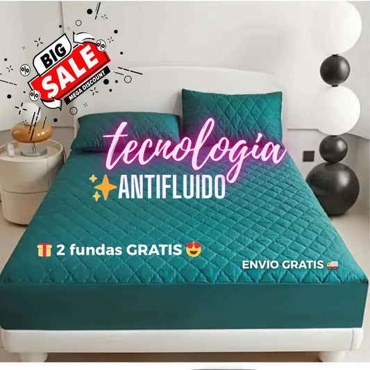 MATCOVER™: PROTECTOR PARA COLCHÓN ANTIFLUIDOS Y ACOLCHONADO + 2 FUNDAS PARA ALMOHADA GRATIS