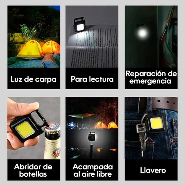 2x1 Mini llavero linterna LED recargable USB