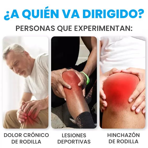 KneeRelief Pro™ Masaje Inteligente · Calor Terapéutico · Compresión de Aire