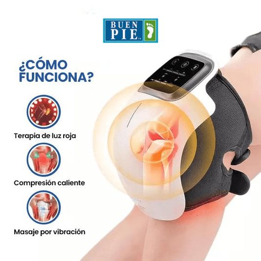 KneeRelief Pro™ Masaje Inteligente · Calor Terapéutico · Compresión de Aire